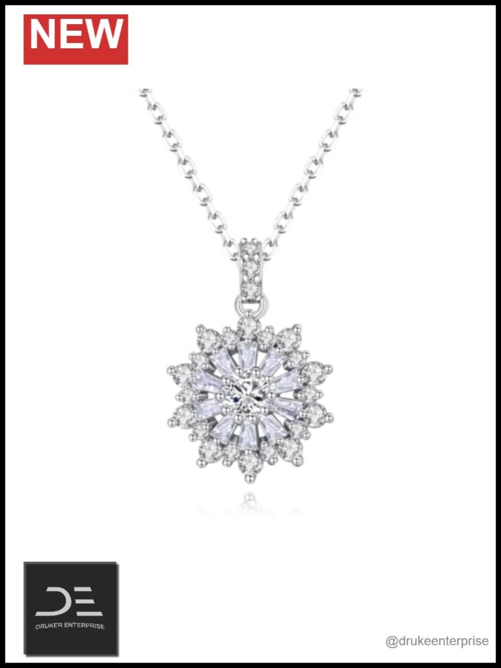 14K Gold Moissanite Snowflake Pendant Necklace for Women - D Color VVS1 Clarity